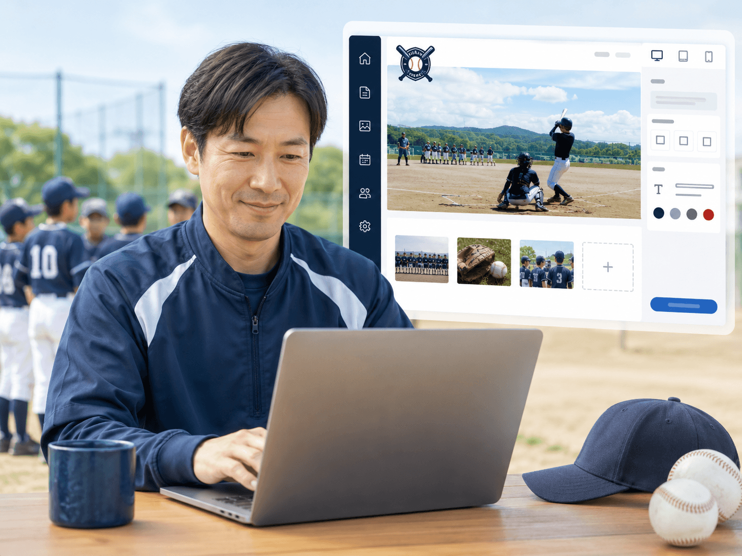 野球チーム専用CMSプラットフォーム「熱投」 ／ 画面イメージ